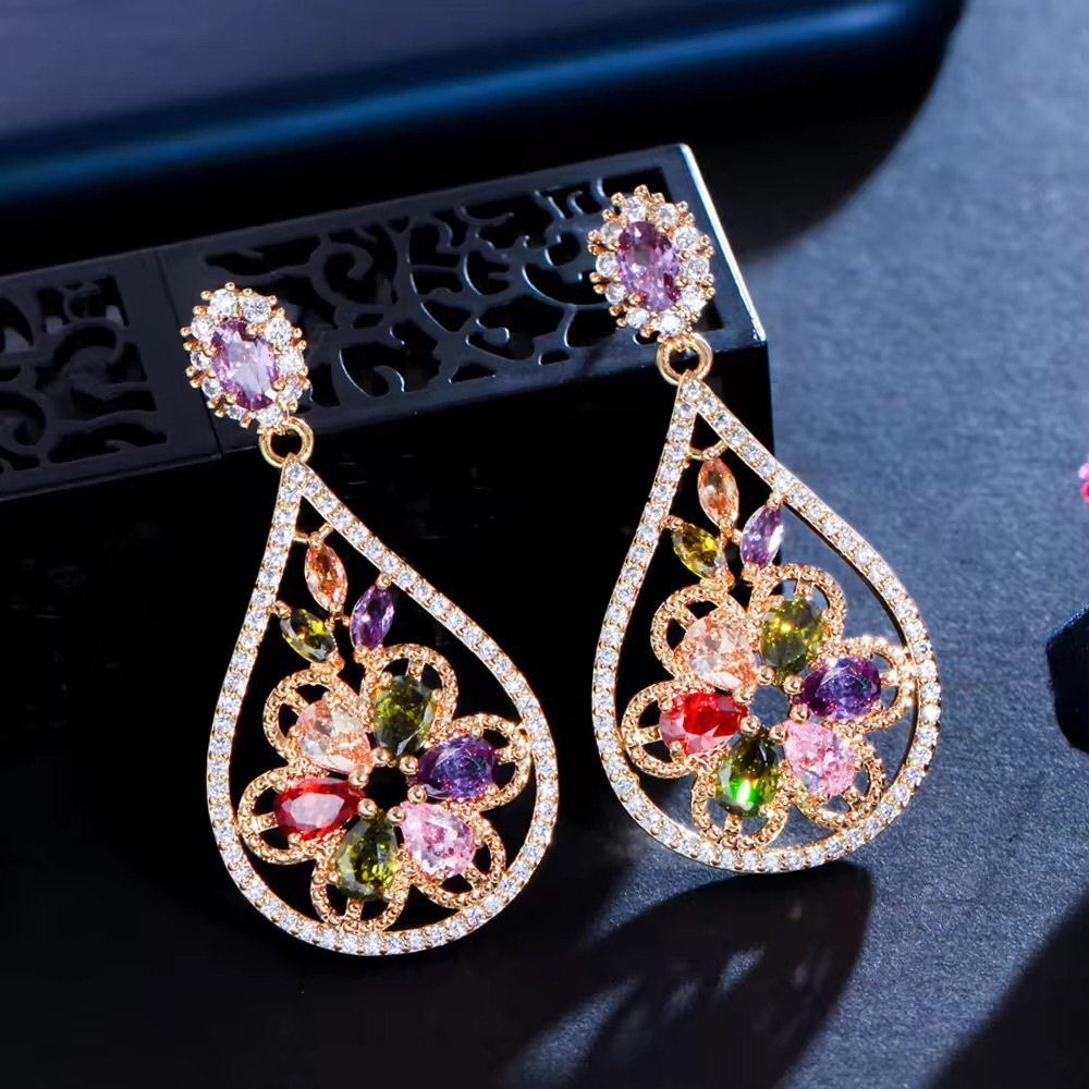 Elegant Multicolor Teardrop Earrings